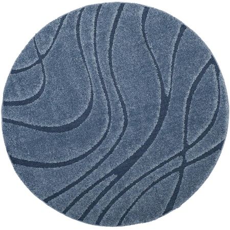 Safavieh 4 x 4 ft. Shag Power Loomed Round Area Rug; Light Blue & Blue SG471-6065-4R